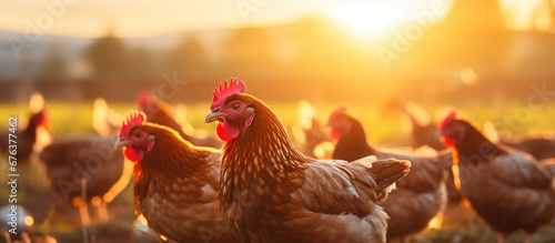 Raising chickens on a farm.