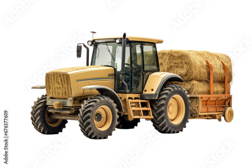 Realistic Hay Balers on Transparent Background, PNG, Generative Ai