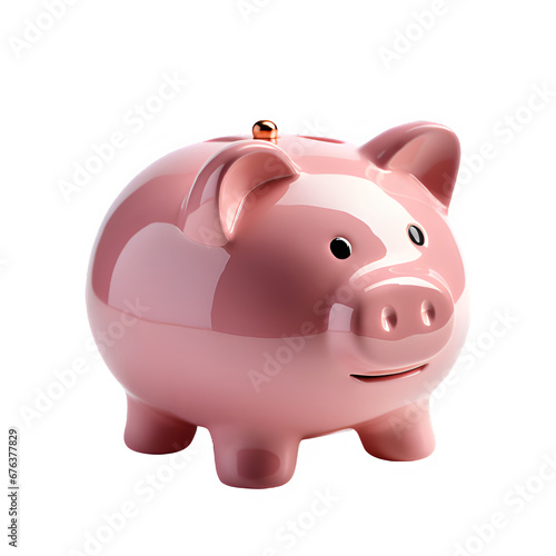 pink piggy bank isolated on transparent background  generative ai