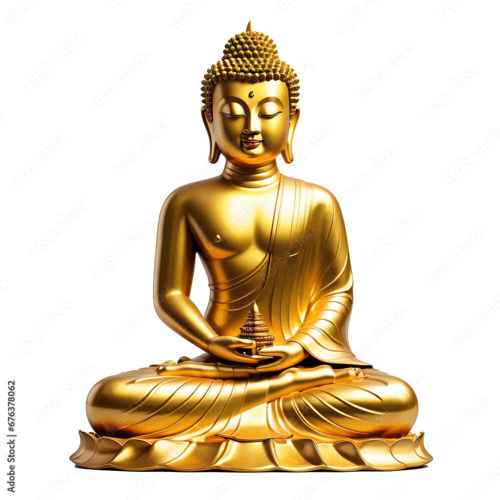 The Golden Buddha: A Dance of Divinity on transparent background,png