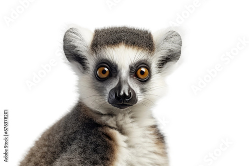 Majestic Lemur in Hyperreal Detail on Transparent Background, PNG, Generative Ai