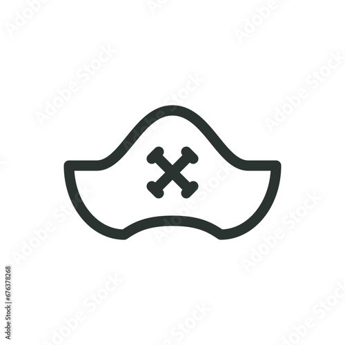 Pirate hat isolated icon, pirate party vector icon with editable stroke