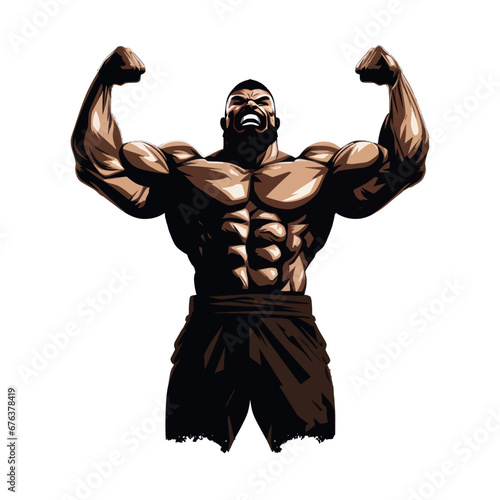 Cartoon muscular macho isolated on a white background. Vector illustration