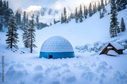 snow covered house and igloo house © Mishal