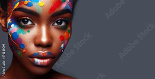 Abstract paint african woman. Generative AI.