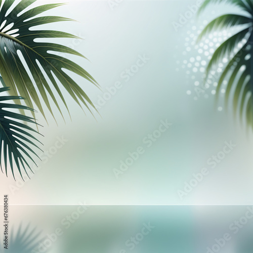 Palm tree background with space for text. Generative AI