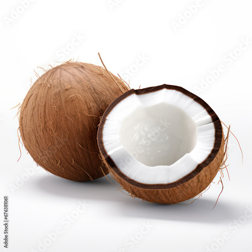 Fresh Tropical Coconut Isolated on White Background