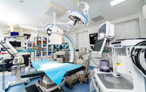 Modern neurosurgery hospital room. Operating healthcare technologies.