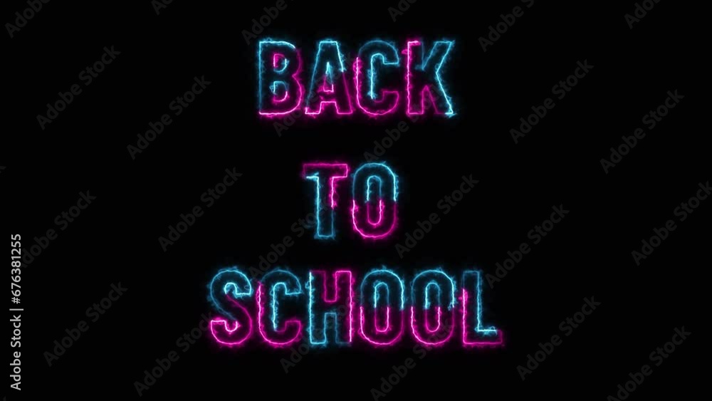 Back to school text animation with neon light colors. School is a good way to build a life. Back to school text animation with neon light colors. School is a good way to build a life.