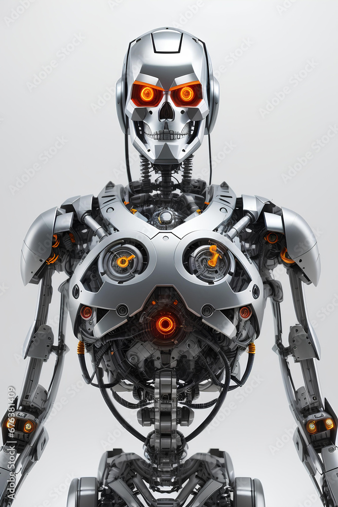 Artificial intelligence iron robot. Science Technology and engineering concept