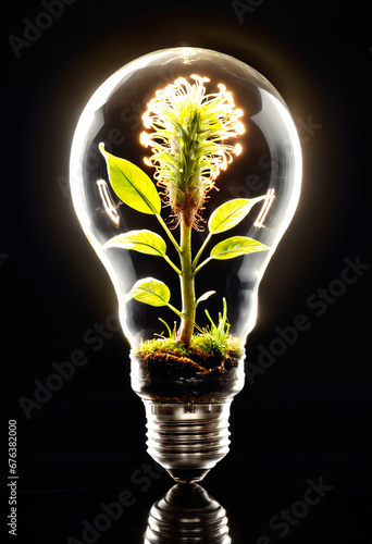 Plant growing into glass bu...