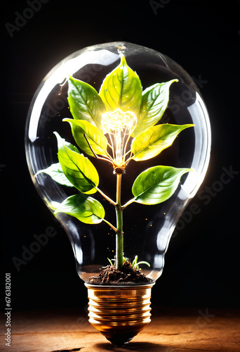 Plant growing into glass bu...