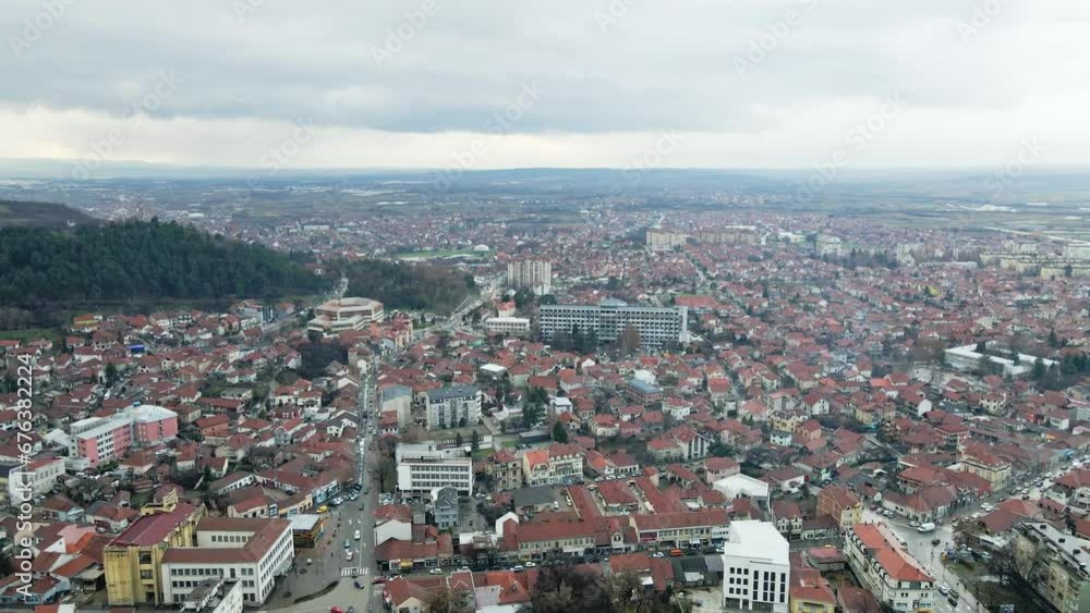 Gray clouds above town Leskovac in southern Serbia in busy morning Gray clouds above town Leskovac in southern Serbia in busy morning
