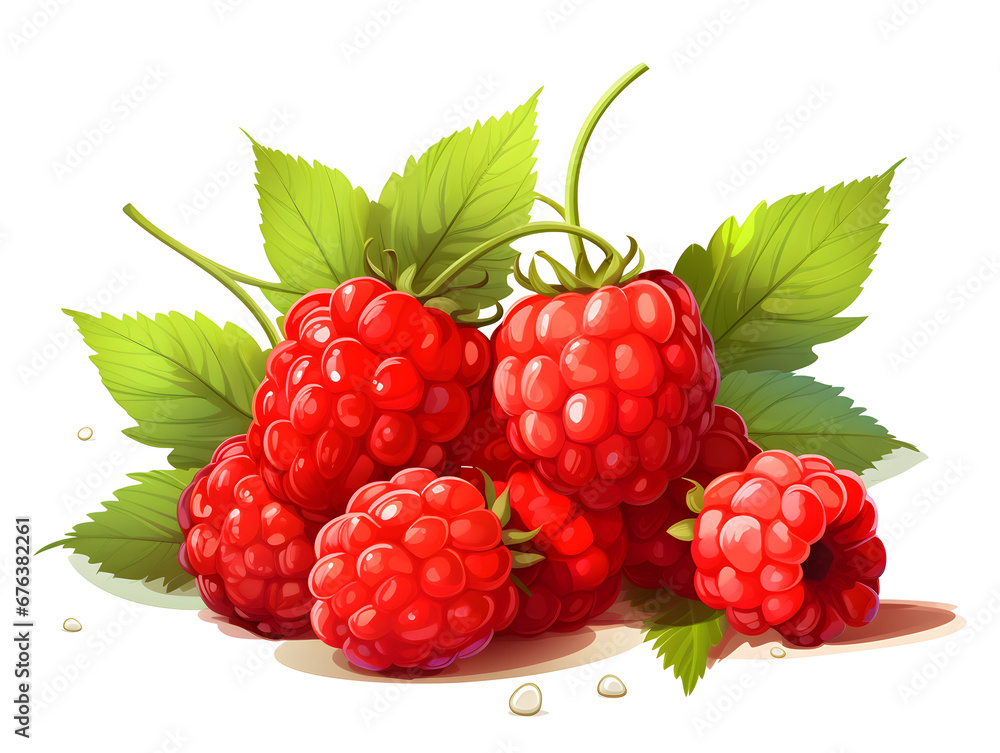 Illustration of ripe red raspberries on white background Illustration of ripe red raspberries on white background
