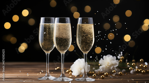 A Toast to Celebration: Three Glasses of Bubbly Elegance of Champagne