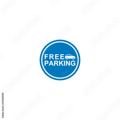 Free parking sign with car icon isolated on white background