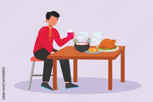Dongzhi festival concept. Colored flat vector illustration isolated.