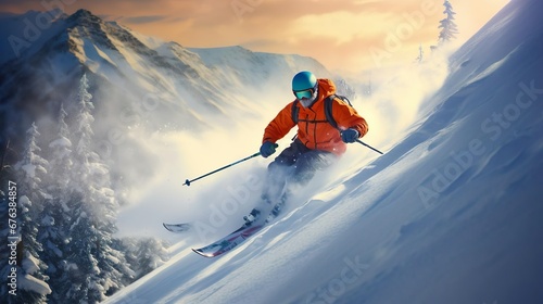 downhill skiing snowboard photo