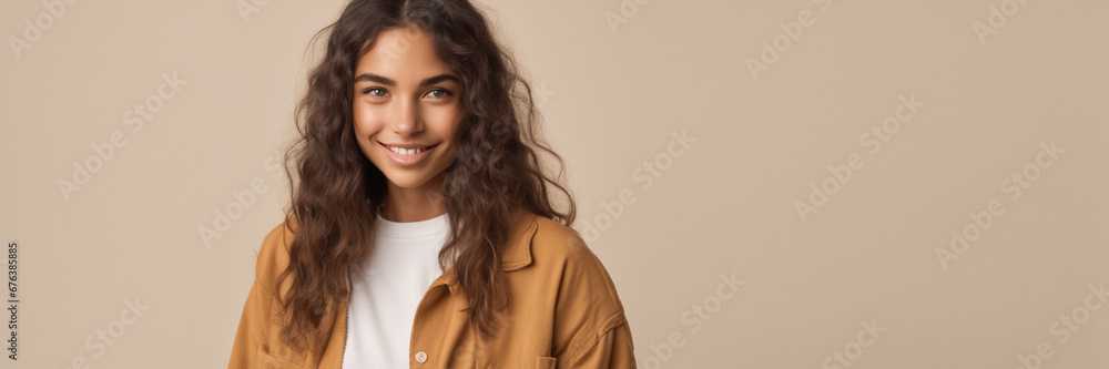 Beautiful American good woman nice fashion half body eye contact Beautiful American good woman nice fashion half body eye contact
