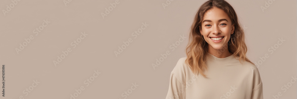 Beautiful American good woman nice fashion half body eye contact Beautiful American good woman nice fashion half body eye contact