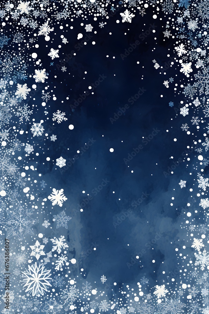 Obraz premium Abstract Indigo snowflakes background. Invitation and celebration card.