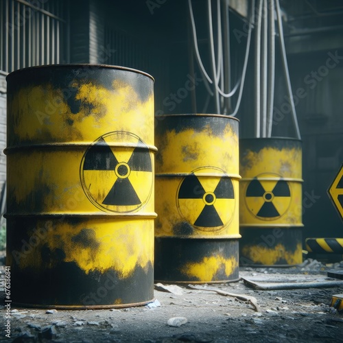 Radioactive waste in barrels nuclear waste repository