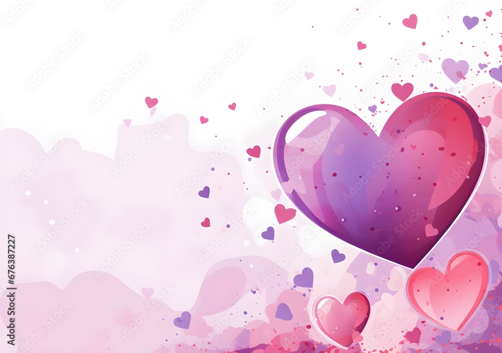Abstract Purple hearts background. Invitation and celebration card.