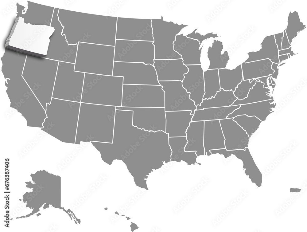 USA OREGON map united states city 3d map