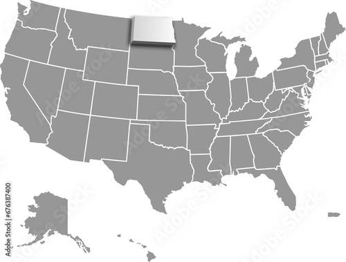 USA NORTH DAKOTA map united states city 3d map