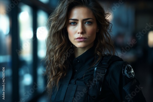 A woman security or law enforcement officer. Concept of top in demand profession. Portrait