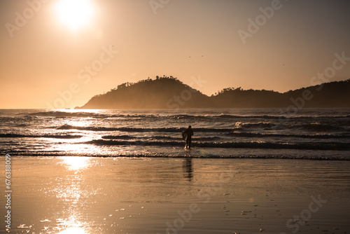 sunrise on paradisiacal beach in florianopolis, dawn on the beach, sunrise, sunny beach