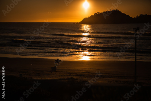 sunrise on paradisiacal beach in florianopolis, dawn on the beach, sunrise, sunny beach