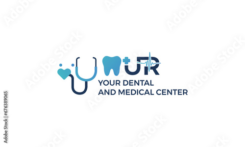 Modern typo based logo design for dental clinic, dentist, tooth care, mouth treatment and dental hospital.