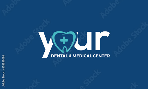 Modern and simple logo design for dental health, teeth care, tooth, health care and medical industry. photo