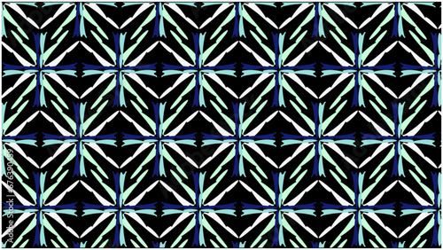 The background is black with an inland tribal pattern.