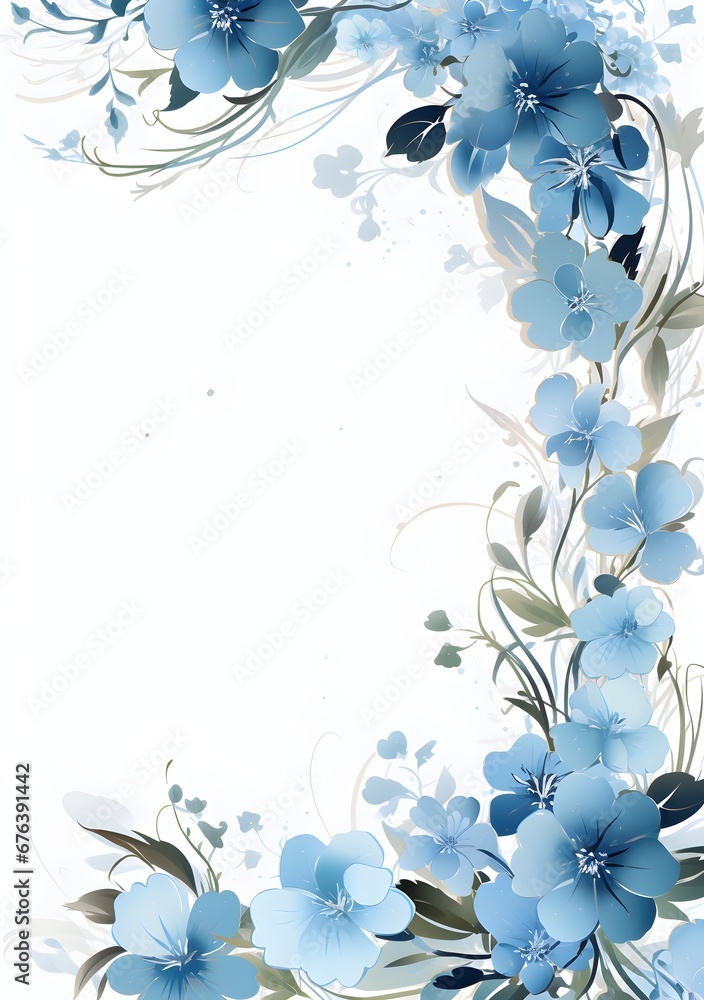 Abstract Azure Florals background. Invitation and celebration card.