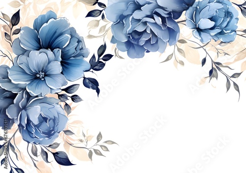 Abstract Azure Florals background. Invitation and celebration card.