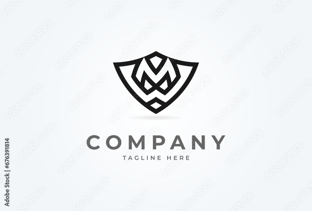 Initial WM or MW Shield Logo. monogram logo design combination of letters W and M form a shield. Flat Vector Logo Design Template. vector illustration Initial WM or MW Shield Logo. monogram logo design combination of letters W and M form a shield. Flat Vector Logo Design Template. vector illustration
