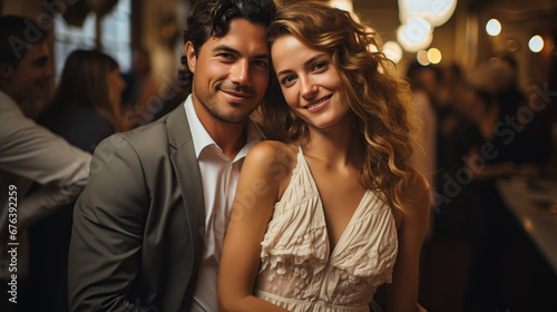 Beautiful couple at a gala night. man with his girlfriend at a party night