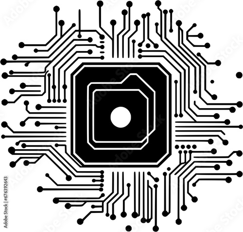 Technology Circuit Board Outline Icon In Hand-drawn Style photo