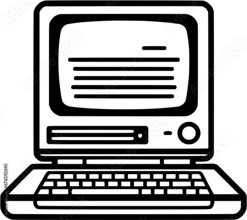 Technology Computer Outline Icon In Hand-drawn Style