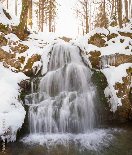 waterfall Josefstal in winter season