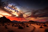 Milky Way galaxy over the desert landscape.