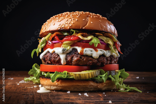 Delicious beef burger generated.AI