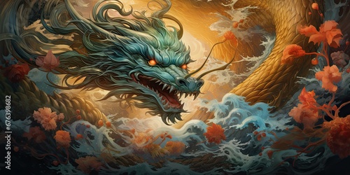 Stunning Dragon Year background commemorating the vibrant traditions and symbolism of the Chinese zodiac