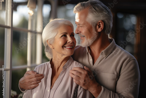 Joyful Elderly Couple Embracing Serenity