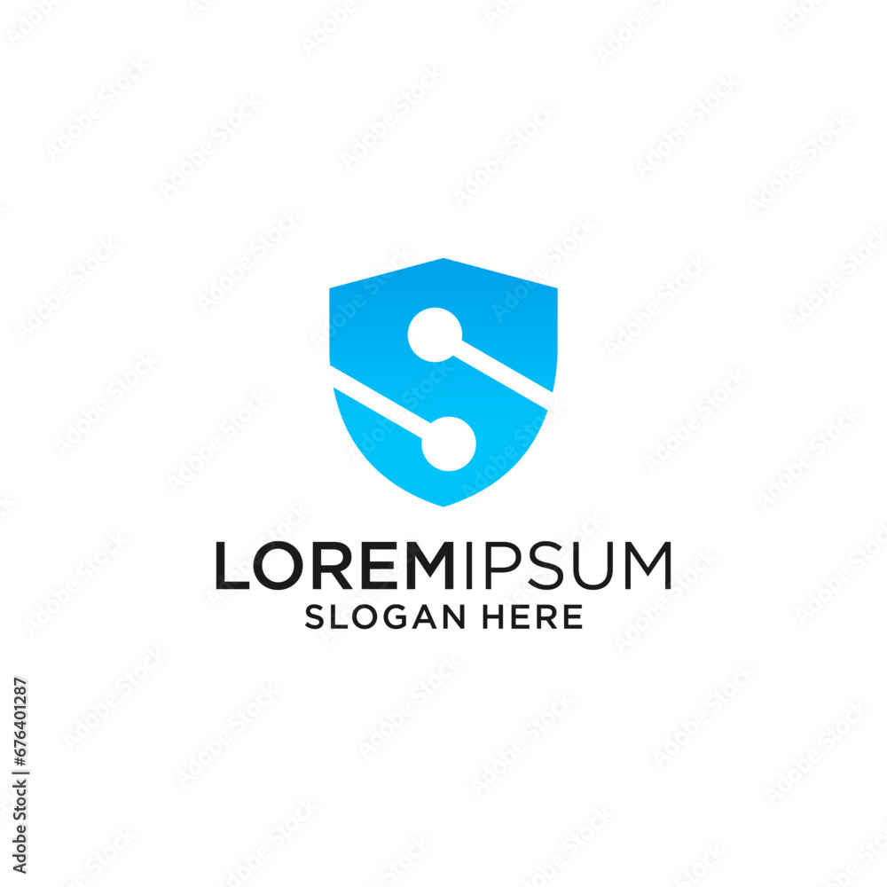Creative Letter S Logo Design with Font and Modern Shield Combination Concept. vector illustration Creative Letter S Logo Design with Font and Modern Shield Combination Concept. vector illustration