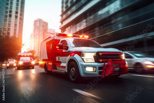 Life-Saving Race  Ambulance in Traffic