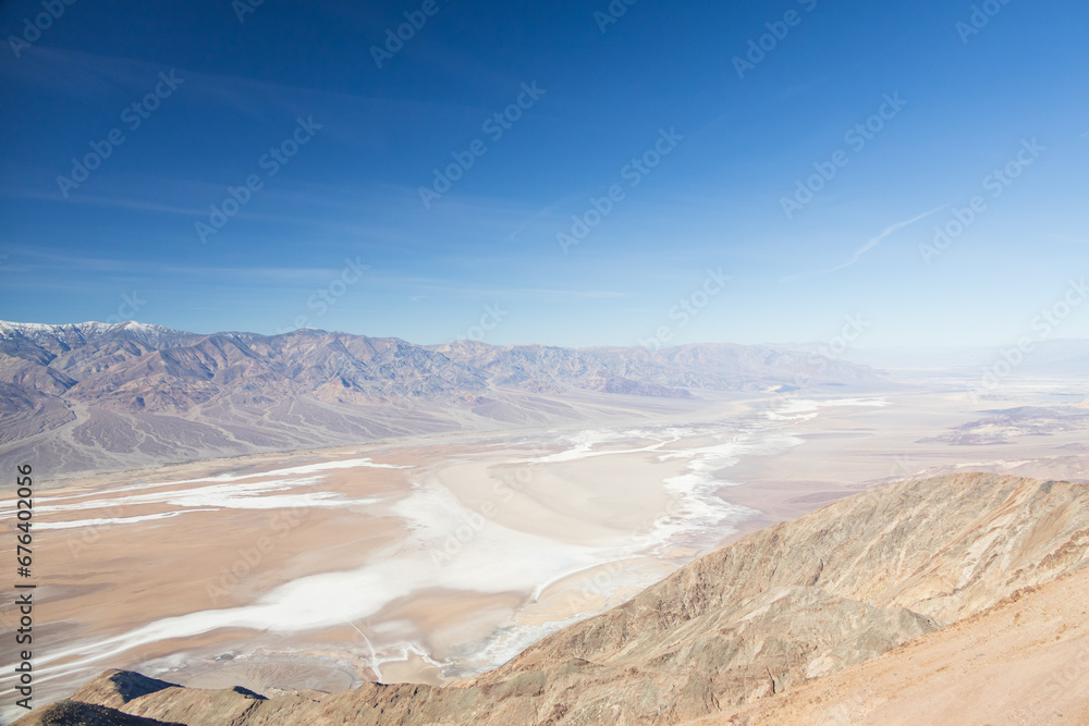 View into Badwater Basin at Death Valley National Park, California