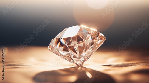 Diamond  precious gems closed up at soft light background